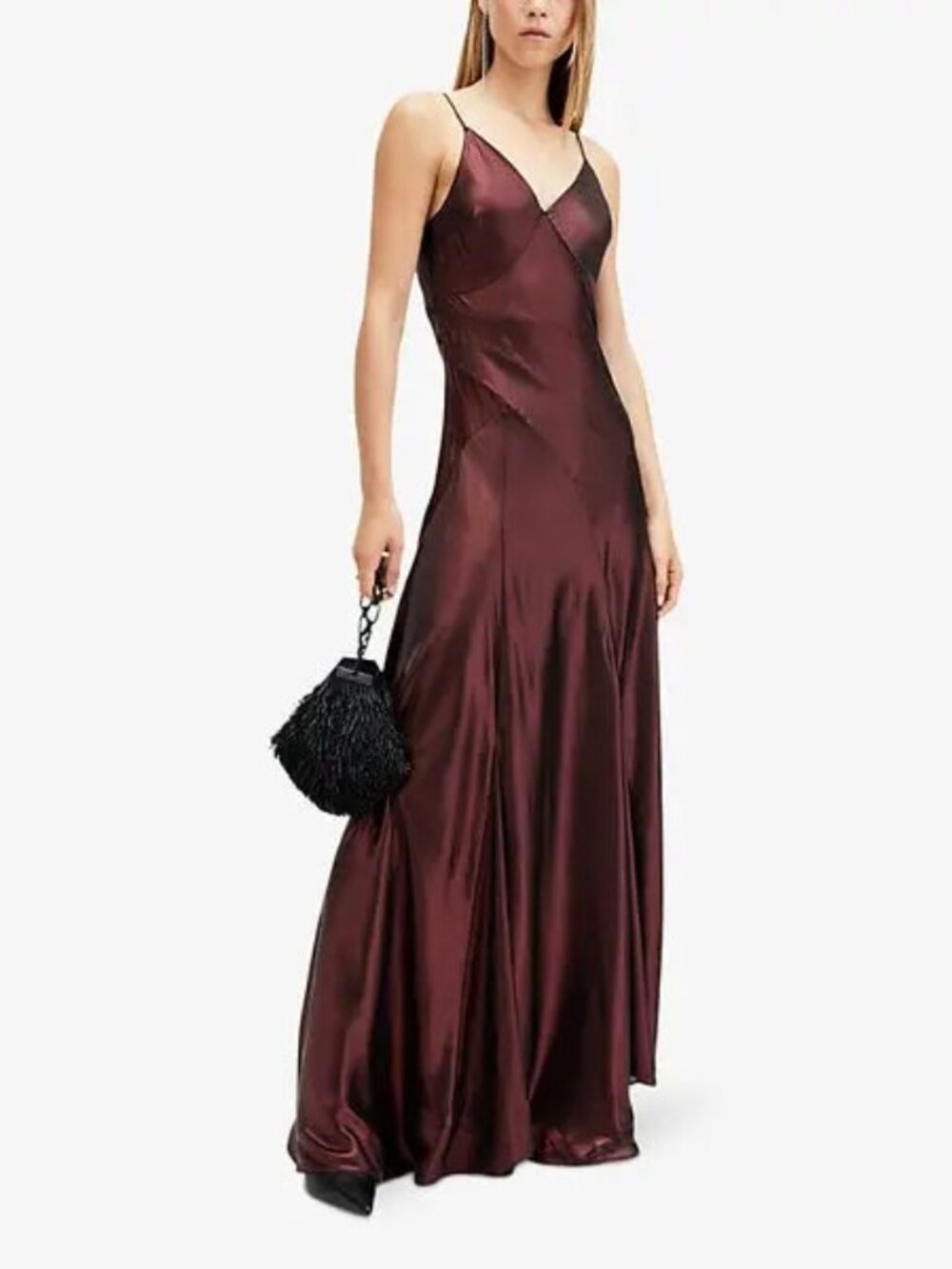 ALLSAINTS  lili metallic panelled woven maxi dress